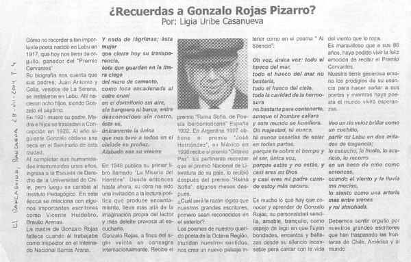 ¿Recuerdas a Gonzalo Rojas Pizarro?