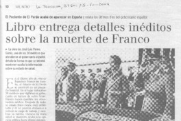 Libro entrega detalles inéditos sobre la muerte de Franco.