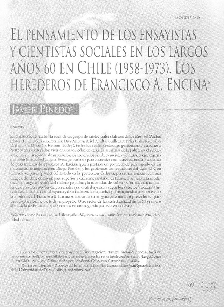 El pensamiento de los ensayistas y cientistas sociales en los largos años 60 en Chile (1958-1973)