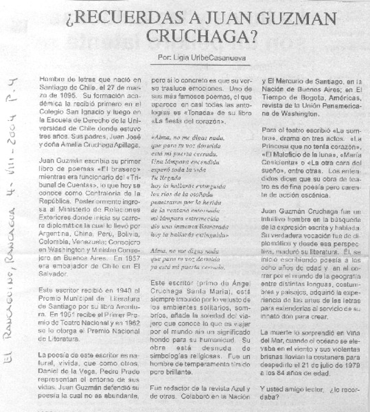 ¿Recuerdas a Juan Guzmán Cruchaga?