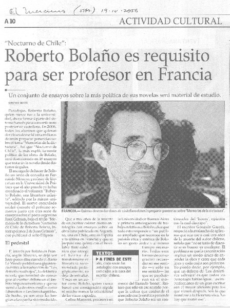 Roberto Bolaño es requisito para ser profesor en Francia