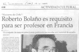 Roberto Bolaño es requisito para ser profesor en Francia