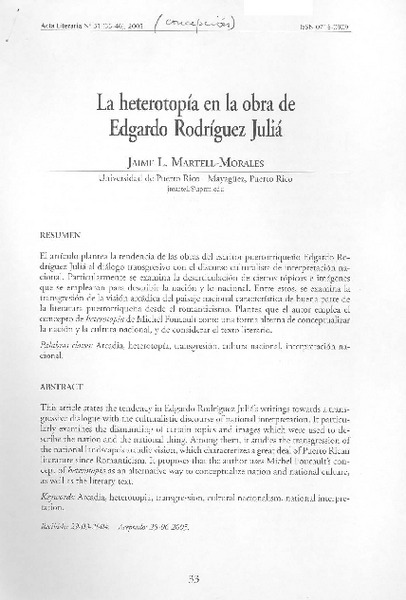 La heterotopía de la obra de Edgardo Rodríguez Juliá