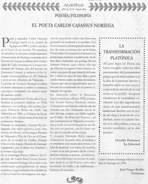 El poeta Carlos Casassus Noriaga