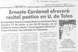 Ernesto Cardenal ofrecerá recital poético en U. de Talca
