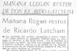 Mañan llegan los restos de don Ricardo Latcham