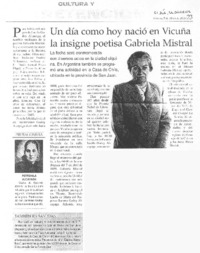 Un Día como hoy nació en Vicuña la isigne poetida Gabriela Mistral