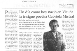 Un Día como hoy nació en Vicuña la isigne poetida Gabriela Mistral