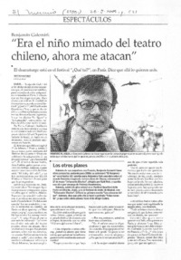 "Era el niño mimado del teatro chileno, ahora me atacan"
