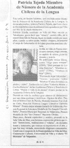 Patricia Tejeda Miembro de Número de la Academia Chilena de la Lengua