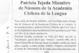 Patricia Tejeda Miembro de Número de la Academia Chilena de la Lengua