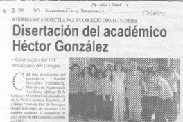 Disertación del académico Héctor González