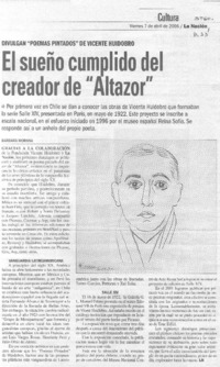El sueño cumplido del creador de "Altazor"