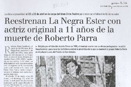 Reestrenan La Negra Ester con actriz original a 11 años de la muerte de Roberto Parra