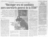 "Ratzinger era mi candidato para secretario general de la OTAN" (entrevistas)