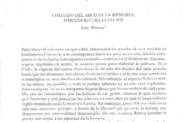 Colgado del arco de la memoria: Hernán Rivera Letelier