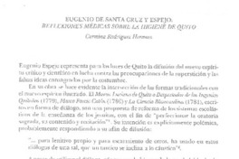 Eugenio de Santa Cruz y Espejo: Reflexiones médicas sobre la higiene de Quito