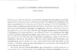 Vicente Huidobro: Notas mitográficas