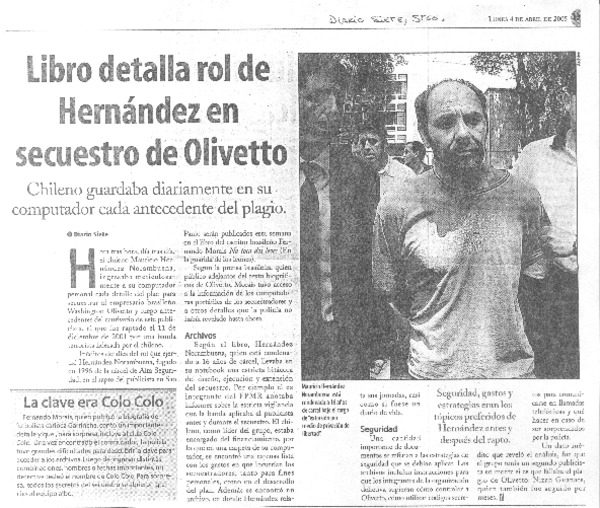 Libro detalla rol de Hernández en secuestro de Olivetto