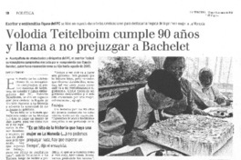 Volodia Teitelboim cumple 90 años y llama a no prejuzgar a Bachalet