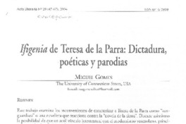 Ifigenia de Teresa de la Parra: dictadura, poéticas y parodias