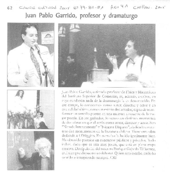 Juan Pablo Garrido, profesor y dramaturgo