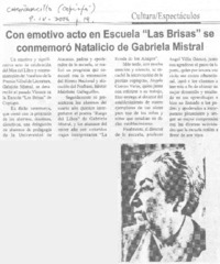Con emotivo acto en Escuela "Las Brisas" se conmemoró natalicio de Gabriela Mistral