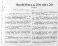 Gabriela Mistral y su último viaje a Chile (XVI parte)
