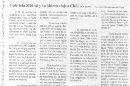 Gabriela Mistral y su último viaje a Chile (XVparte )