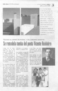 Se remodela tumba del poeta Vicente Huidobro