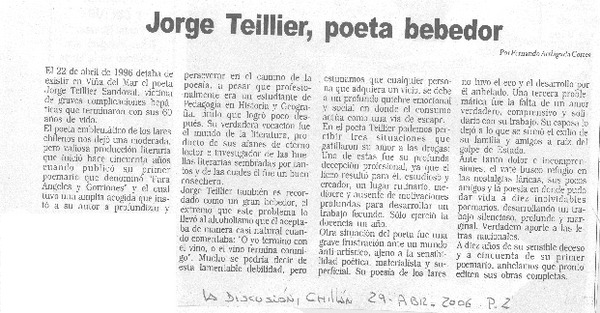 Jorge Teillier, poeta bebedor