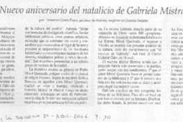 Nuevo aniversario del natalicio de Gabriela Mistral