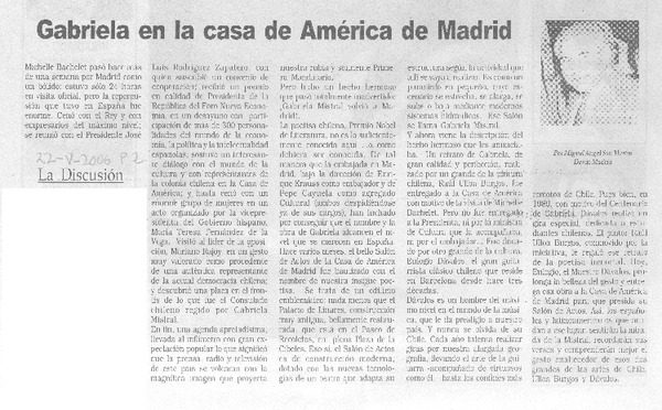 Gabriela en la casa de América de Madrid