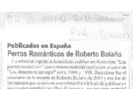 Perros románticos de Roberto Bolaño