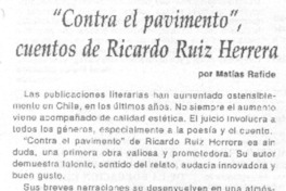 "Contra el pavimento", cuentos de Ricardo Ruiz Herrera