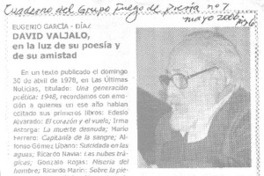 David Valjalo, en la luz de su poesía y de su amistad