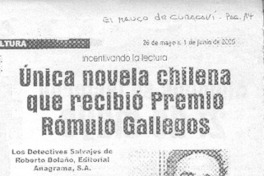 Unica novela chilena que recibió Premio Rómulo Gallegos