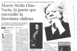 Muere Stella Díaz-Varín, la poeta que encendió la literatura chilena