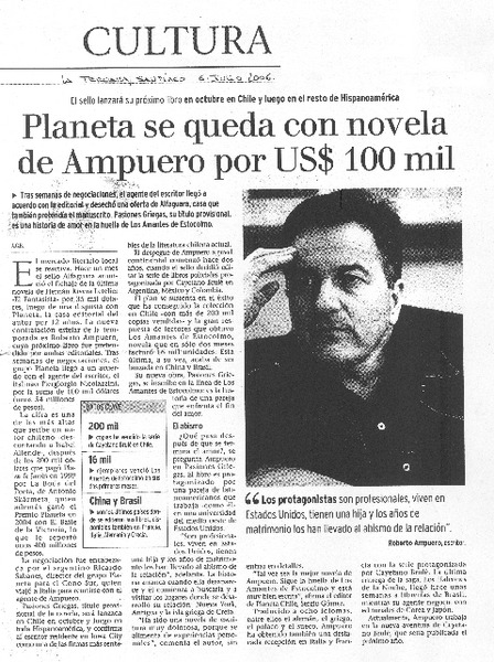 Planeta se queda con novela de Ampuero por US$100 mil