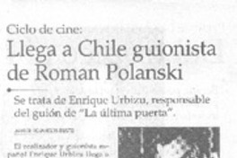 Llega a Chile guionista de Roman Polanski