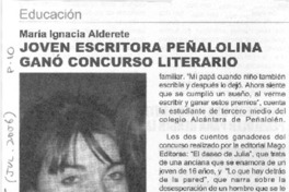Joven escritora peñalolina ganó concurso literario