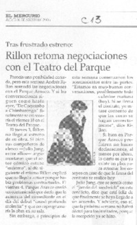 Rillon retoma negociaciones con el Teatro del Parque