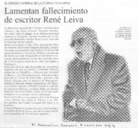 Lamentan fallecimiento de escritor René Leiva.