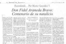 Don fidel Araneda Bravo: centenario de su natalicio