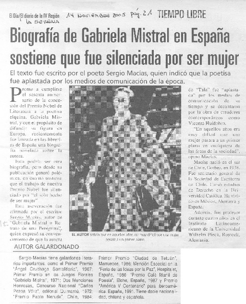 Biografía de Gabriela Mistral en España sostiene que fue silenciada por ser mujer