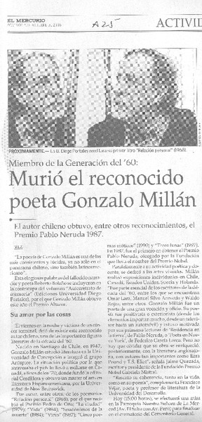 Murió el reconocido poeta Gonzalo Millán