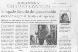 El Legado literario del desaparecido escritor regional Tristán Altagracia