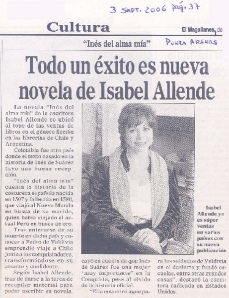 Todo un éxito es nueva novela de Isabel Allende