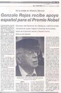En la senda de Mistral y Neruda Gonzalo Rojas recibe apoyo español para el Premio Nobel