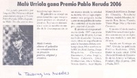 Malú Urriola gana Premio Pablo Neruda 2006